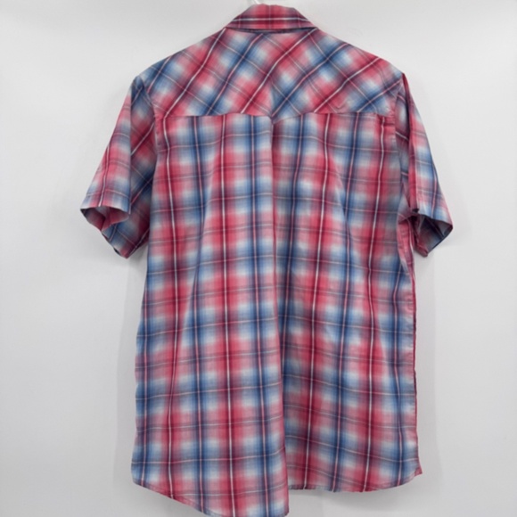 Canyon Guide Shirt Men Large Red Blue Plaid Snap Button Up Short Sleeves Western - Picture 5 of 11